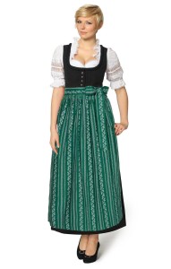 Lang Dirndl ZENTA mit tanne Schürze