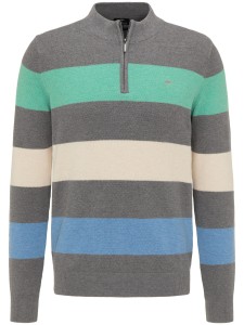 Sweter TROYER-ZIP STRIPE steel-soda-canvas
