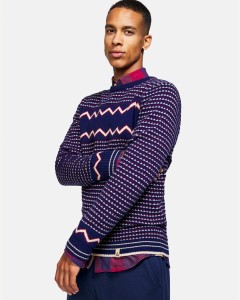 Sweter JACQUARD navy