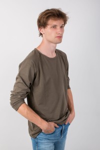 T-shirt LONGSLEEVE SLUB oliwkowy