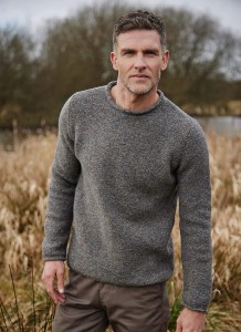 Sweter męski wełna + kaszmir szary