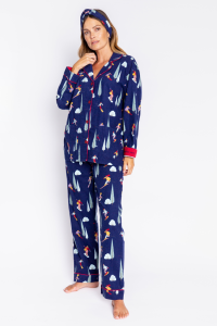Flannel pyjamas in navy blue