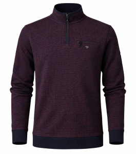 Sweter TROYER-ZIP 2-TONE merlot