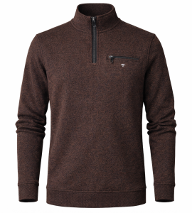 Sweter TROYER-ZIP STRUCTURE arabica-spice