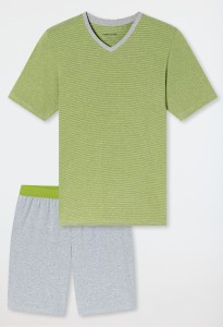 Piżama krótka 95/5 V-neck szarozielona