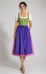 Dirndl SIGRID jasnozielono-różowy 90 