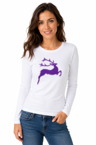 T-Shirt damski SCHWARZECK fioletowy jelonek
