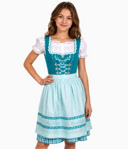 Dirndl dziewczęcy WABE turkusowy
