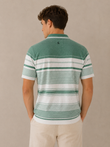 Koszulka polo PALM STRIPLES zielona