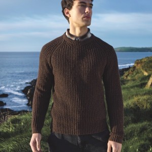 Sweter męski wełna + kaszmir brązowy