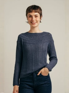 Sweter VAILA LACE denim blue
