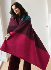 Szal wełniany BOWDEN 3 COLOUR BLOCK berry